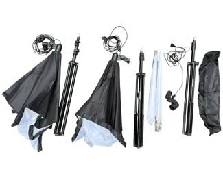 Neewer Lighting Kit Three Fixtures, Two Soft Boxes, Two Umbrellas, Three Stands