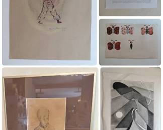 Signed Bee Art Print And Art Sketches
