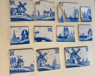 Antique Delft Blue and White Tiles