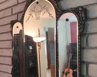 Stunning Etched And Carved Ornate Mirror