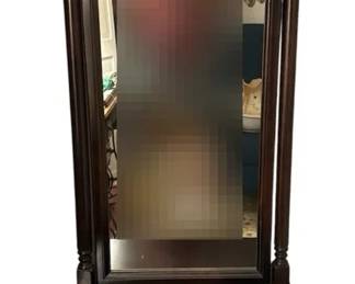 Traditional MahoganyFinish FullLength Cheval Dressing Mirror with 2Drawer Base