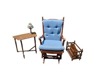 Sliding Vintage Wooden Rocking Chair With Decor Bundle