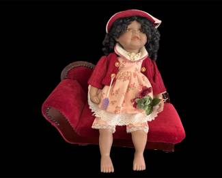 Ashley Belle Porcelain Doll With Chaise Lounge