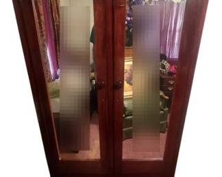 Antique 1920s1940s Carolina Furniture Co. Mahogany Mirrored Wardrobe Armoire