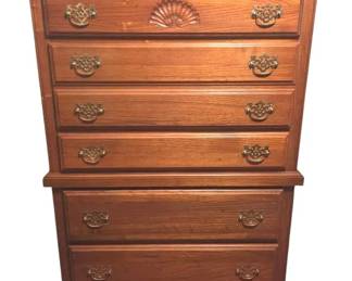 Vintage Colonial Style 5Drawer Wood Tallboy ChestonChest Dresser