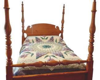 Vintage Wooden Four Poster Honey Oak Bed