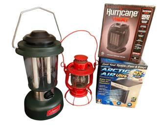 Portable Heater, Air Cooler, Two Lanterns