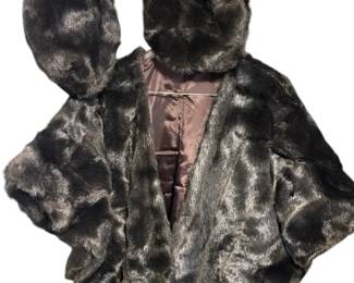 Faux Fur Jacket With Two Matching Hats