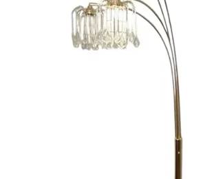 Glamorous Modern 4Light Crystal Arc Floor Lamp  Polished Gold Finish