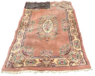 Vintage Chinese Aubusson 90Line HandKnotted 100 Wool Rug