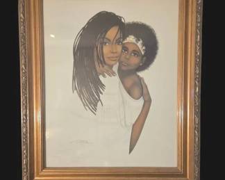 Vintage Dexter Griffin Mothers Love Framed Art Print Lithograph