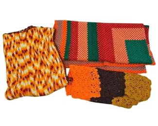 Vintage 1970s Retro Crochet Lot 3 Items
