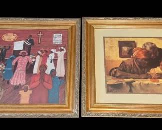 Vintage Americana Wall Hanging Artwork Pair