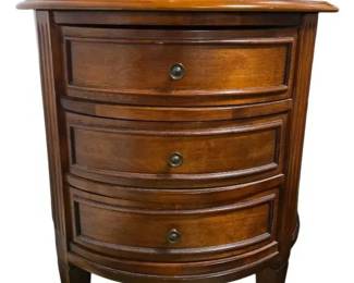 Traditional RegencyStyle Wood Demilune 3Drawer Accent Chest Nightstand