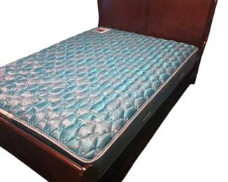 Classic Wooden Queen Sleigh Bed with Traditional Innerspring Mattress