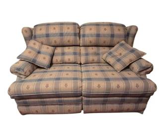 Vintage Lane Plaid Dual Reclining Loveseat  Excellent Comfort