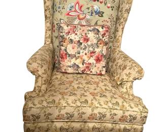 Vintage Floral Wingback Chair