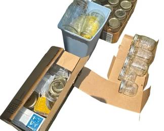 Large Lot of Assorted Mason Jars, Lids, and Canning Supplies