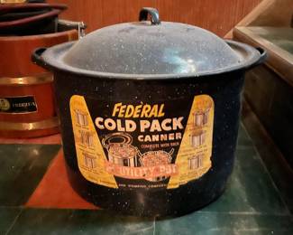Vintage FEDERAL Cold Pack Canner Tub & Bracket