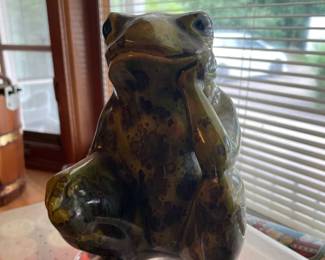 Contemplative Ceramic Frog
