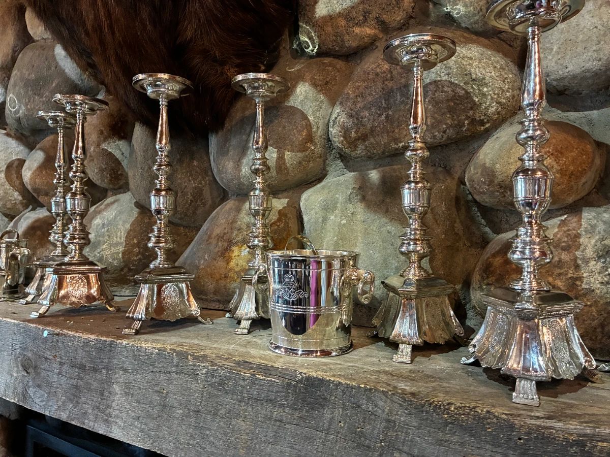 20 Silver plated candleabras $30 ea