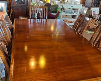 stunning Bernhard table. 8 chairs. 2 leaves ( will then seat 12) and 2 custom pads $1499.  Retail for over A$11,000.  on sale.  