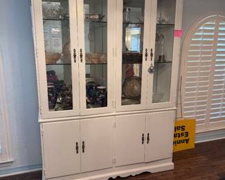 White painted curio cabinet
