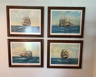 Set of Vintage ship framed art