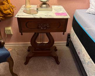 Antique marble top table with drawer