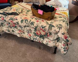 Queen Temperpedic style mattress, bedding, scarves, pillows