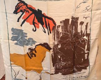 Rare Christian Dior "Lascaux" silk scarf made 1947-1957.  One  such scarf is in  the  Paris Museum.