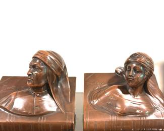 Dante and Beatrice bronze clad bookends