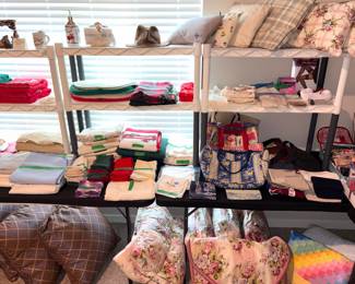 Quilts, blankets, pillows, linens, handbags/purses