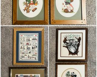 Vintage handmade, cross stitch wall art