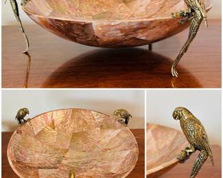 Maitland-Smith centerpiece with brass birds