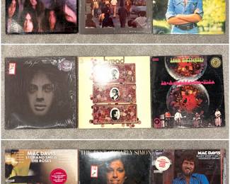 Collection of vintage vinyls including: Deep Purple, Jackson Browne, Fleetwood Mac, Carly Simon, and Mac Davis