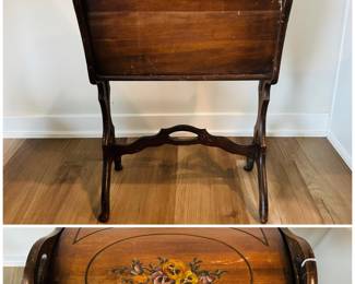 Vintage standing wooden sewing box