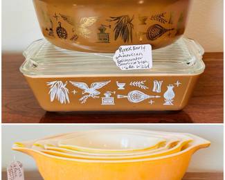 Vintage PYREX refrigerator dishes and vintage PYREX nesting bowls