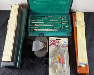 Drafting Tools, Slide Rulers, Compass  Protractor, Vintage Weston Master Universal Exposure Meter