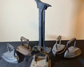 Cast Iron  Cobblers Shoe Repair Stand  4 Irons  Marvel Cast Iron Knife Sharpener