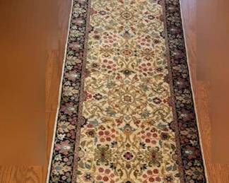 Oriental Style Navy And Floral Pattern Runner