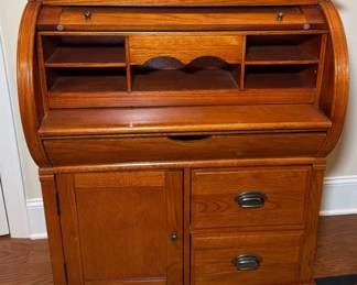 Vintage Solid Wood Roll Top Secretary Desk Unknown Maker