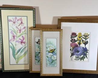 Gold And Green Framed Flower Prints By  Carol, Mary K Lee