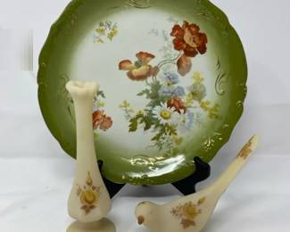 Vintage Austrian Poppies Platter And Fenton signed by C.Evans  V. Fielder