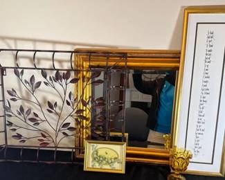 Gold Toned Mirror, Framed Print , Metal Wall Decor, And More