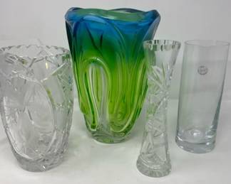 Vintage Glass Vases Mikasa Royal Symphony, Cut Glass, Czech Republic Colony Glass ,