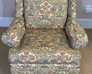 Floral Upholstered Wingback Chair