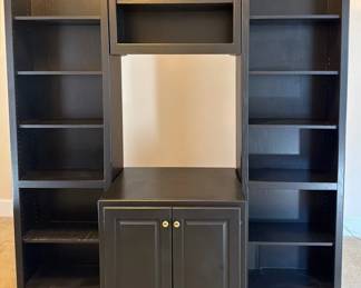 Large Black Wooden Bookcase Unit Unknown Maker
