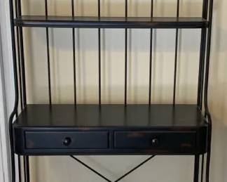 Charleston Forge  Black Wood  Metal Bakers Rack