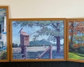 William Mangum Art Puzzles X 2  Assembled And Framed  Wooden Frames